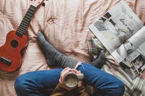 Cozy reading in bed